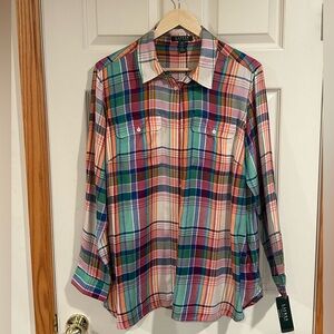 NWT Ralph Lauren Multi Colored Plaid Button Down Shirt 3XL